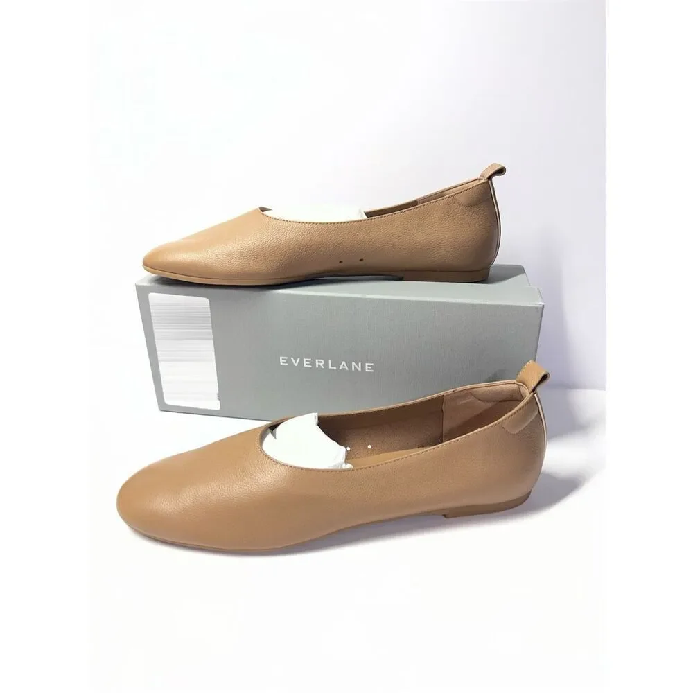 Everlane The Italian Leather Day Glove Caramel Ballets Flat Shoes Size 10.5 NWB